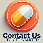 A flat modern digital button with the text Contact Us To Get Started in bold, professional font